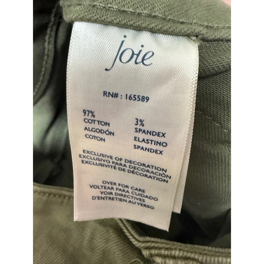 Joie Cargo Pants Women 2/26 Olive‎ Green Excellent Zip Pocket Skinny Utility